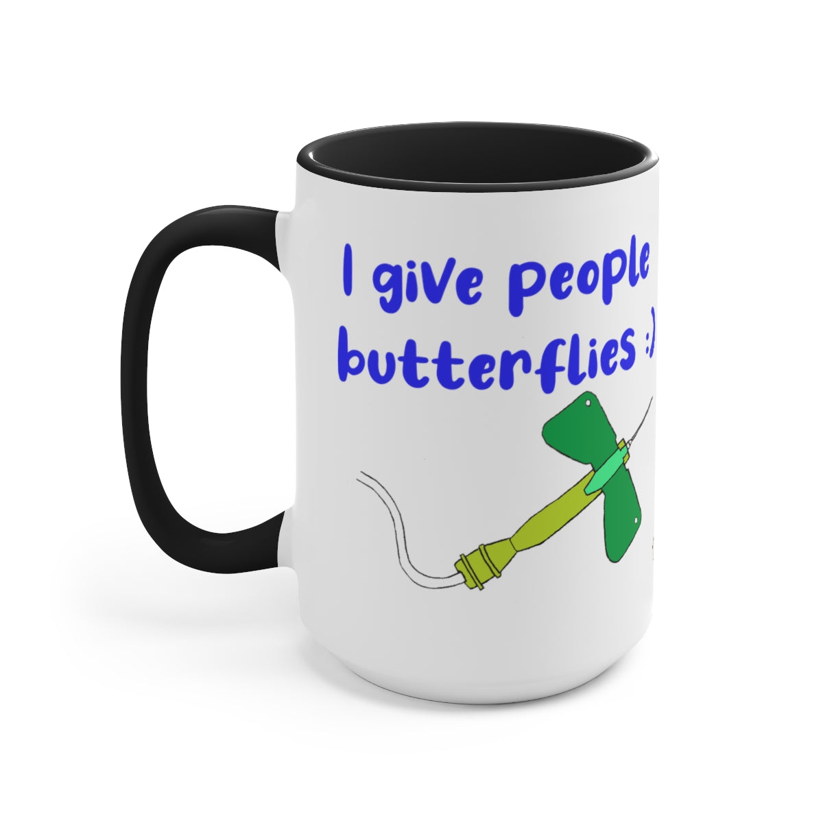 I Give People Butterflies Two-Tone Coffee Mugs, 15oz