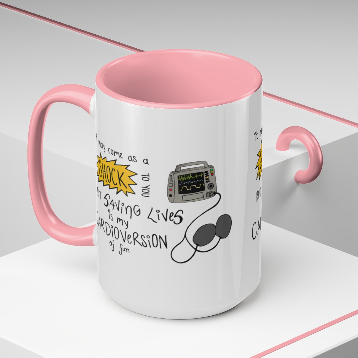 Cardioversion of Fun Two-Tone Coffee Mugs, 15oz