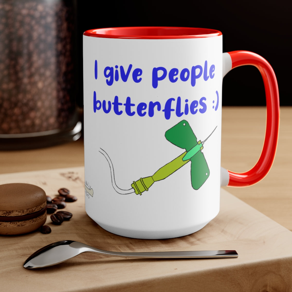 I Give People Butterflies Two-Tone Coffee Mugs, 15oz