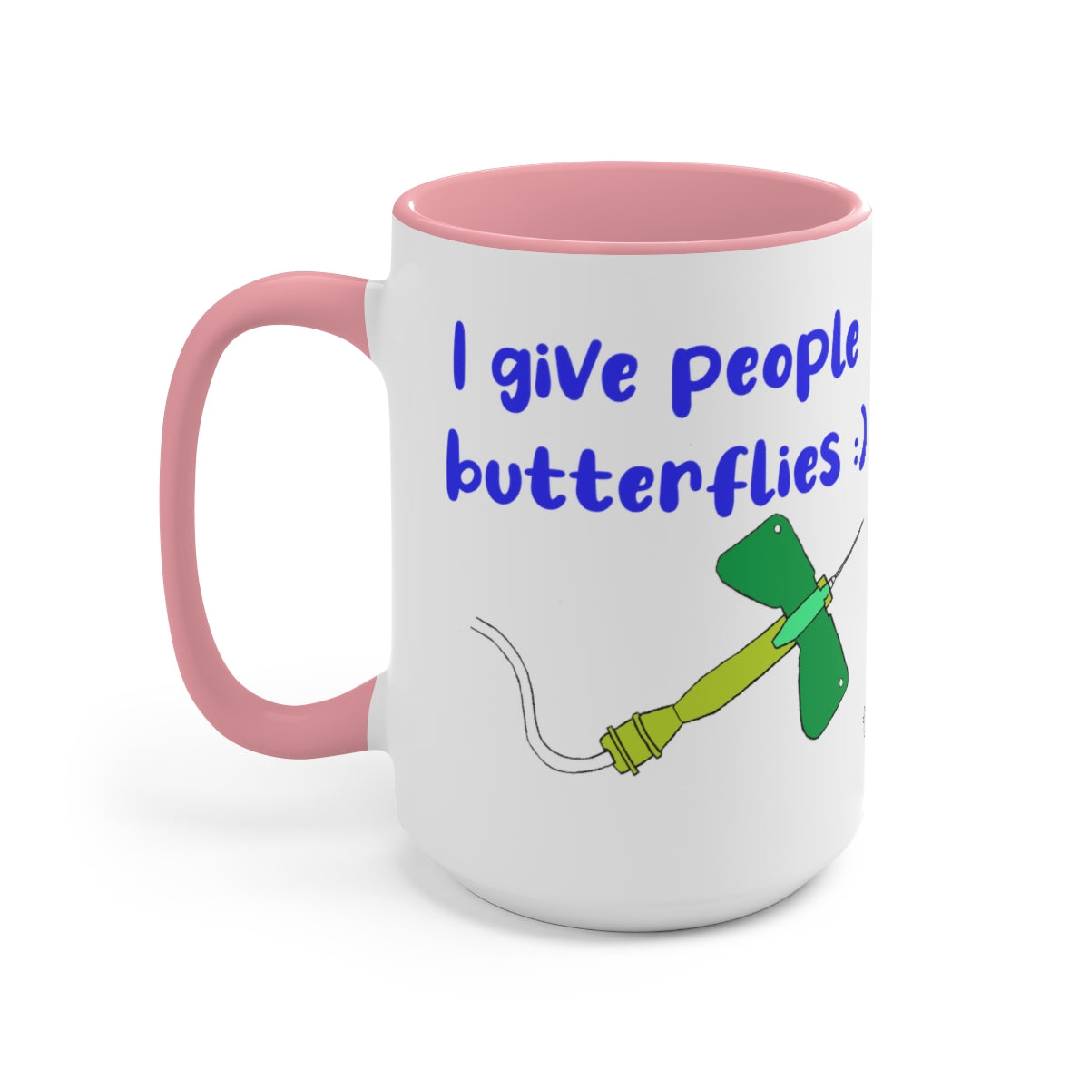 I Give People Butterflies Two-Tone Coffee Mugs, 15oz