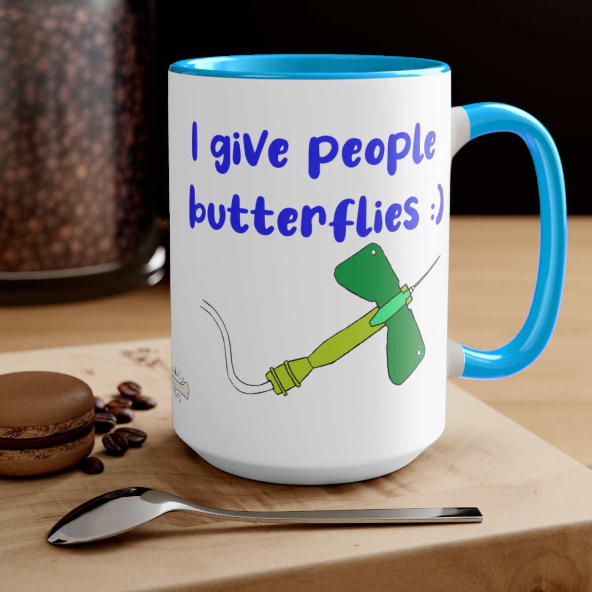I Give People Butterflies Two-Tone Coffee Mugs, 15oz