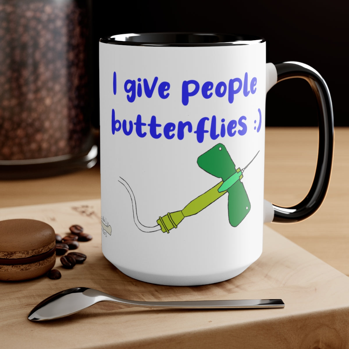 I Give People Butterflies Two-Tone Coffee Mugs, 15oz