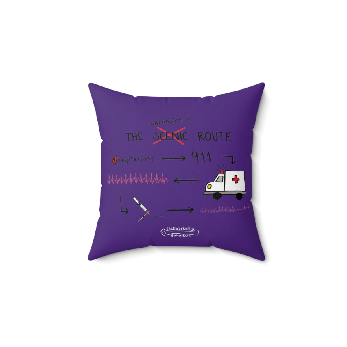 The Adenosine-ic Route Spun Polyester Square Pillow