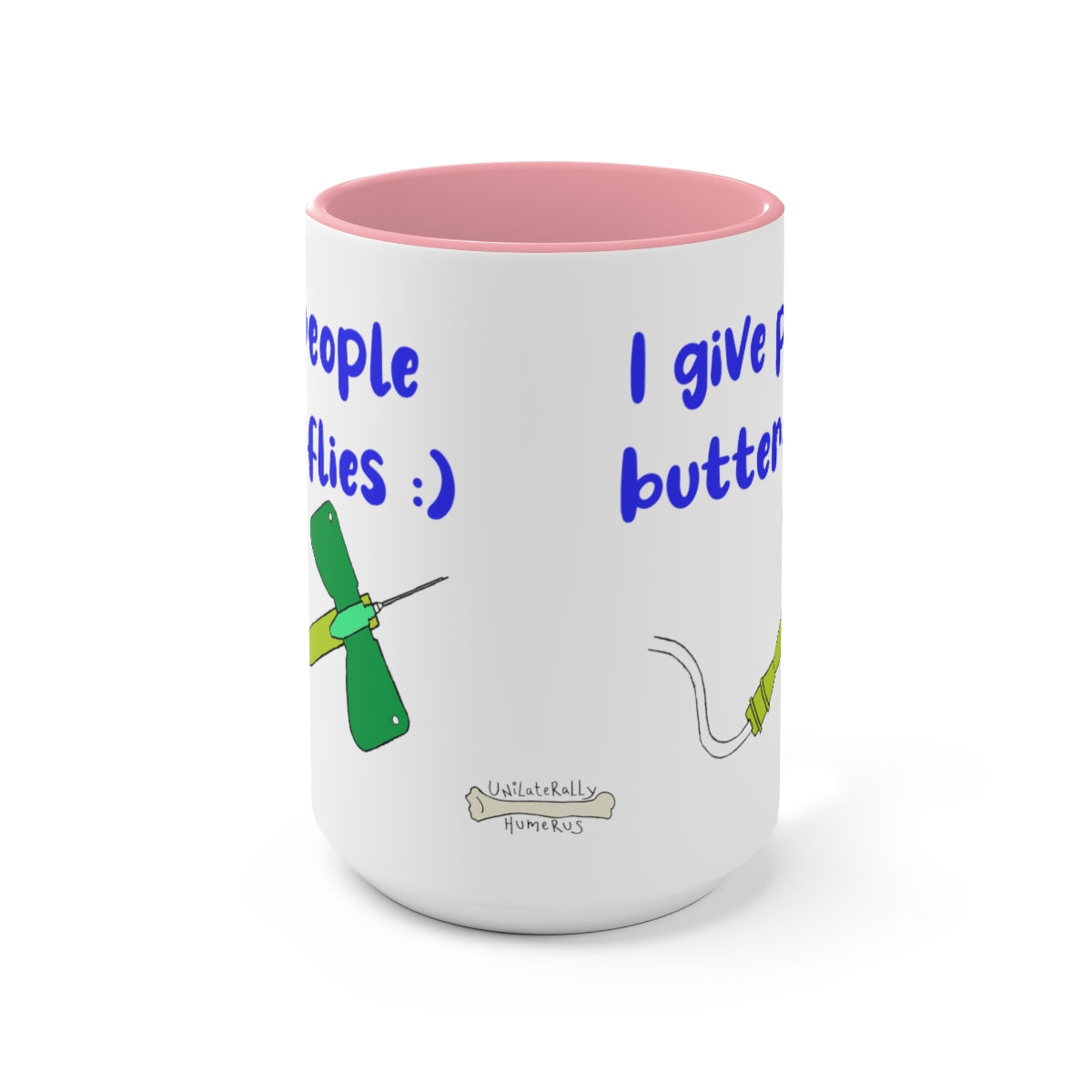 I Give People Butterflies Two-Tone Coffee Mugs, 15oz