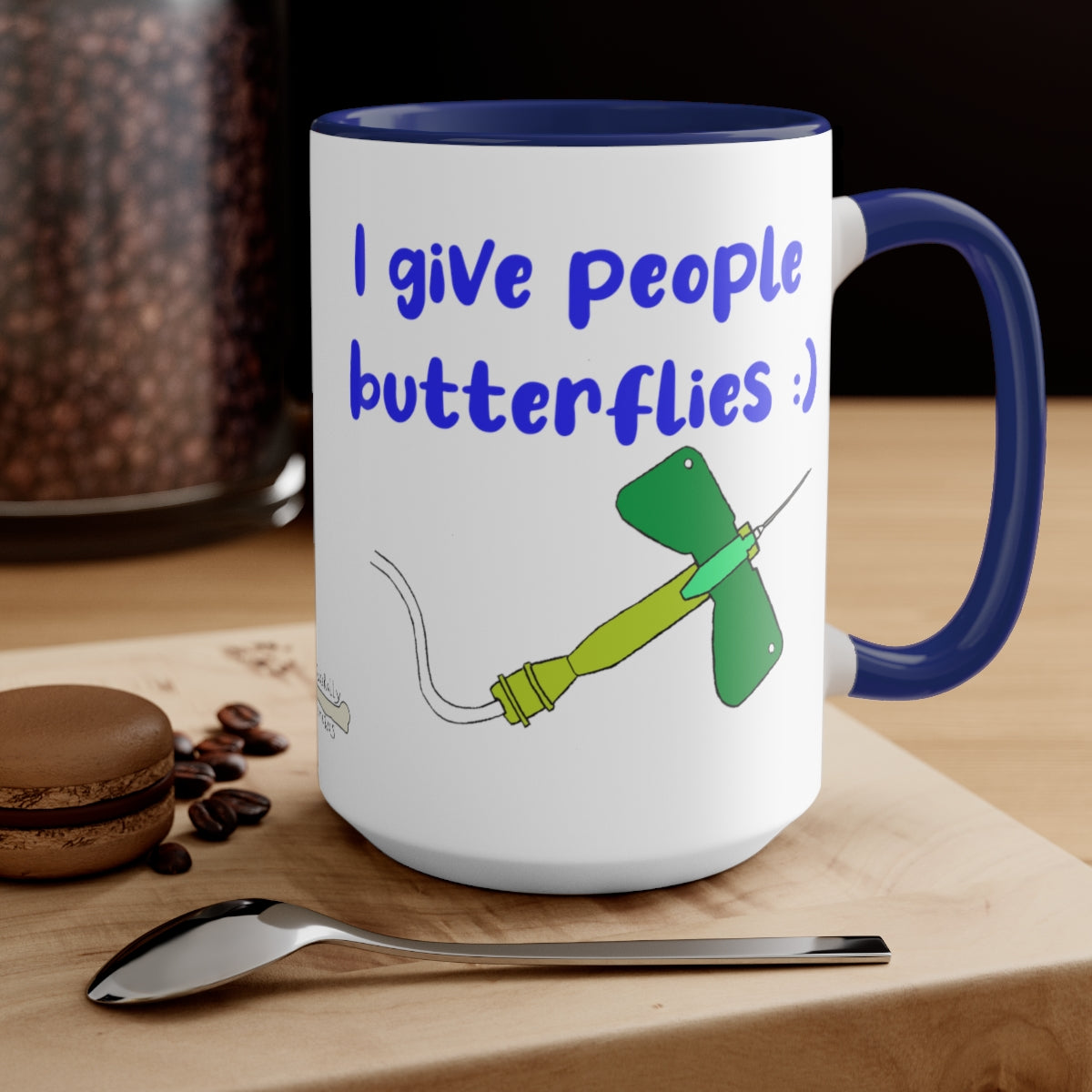 I Give People Butterflies Two-Tone Coffee Mugs, 15oz