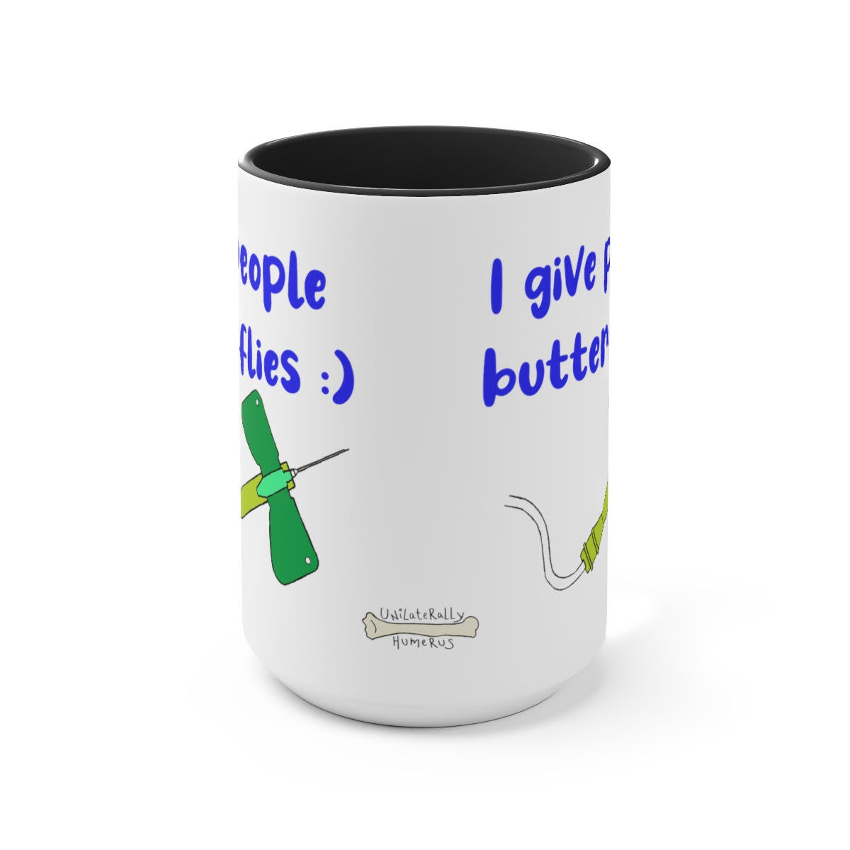 I Give People Butterflies Two-Tone Coffee Mugs, 15oz