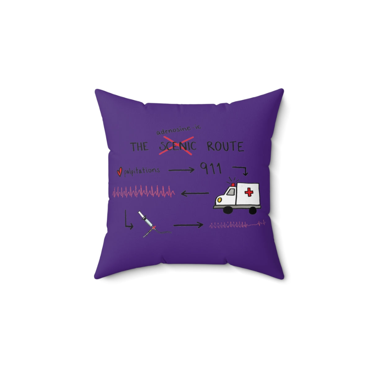 The Adenosine-ic Route Spun Polyester Square Pillow