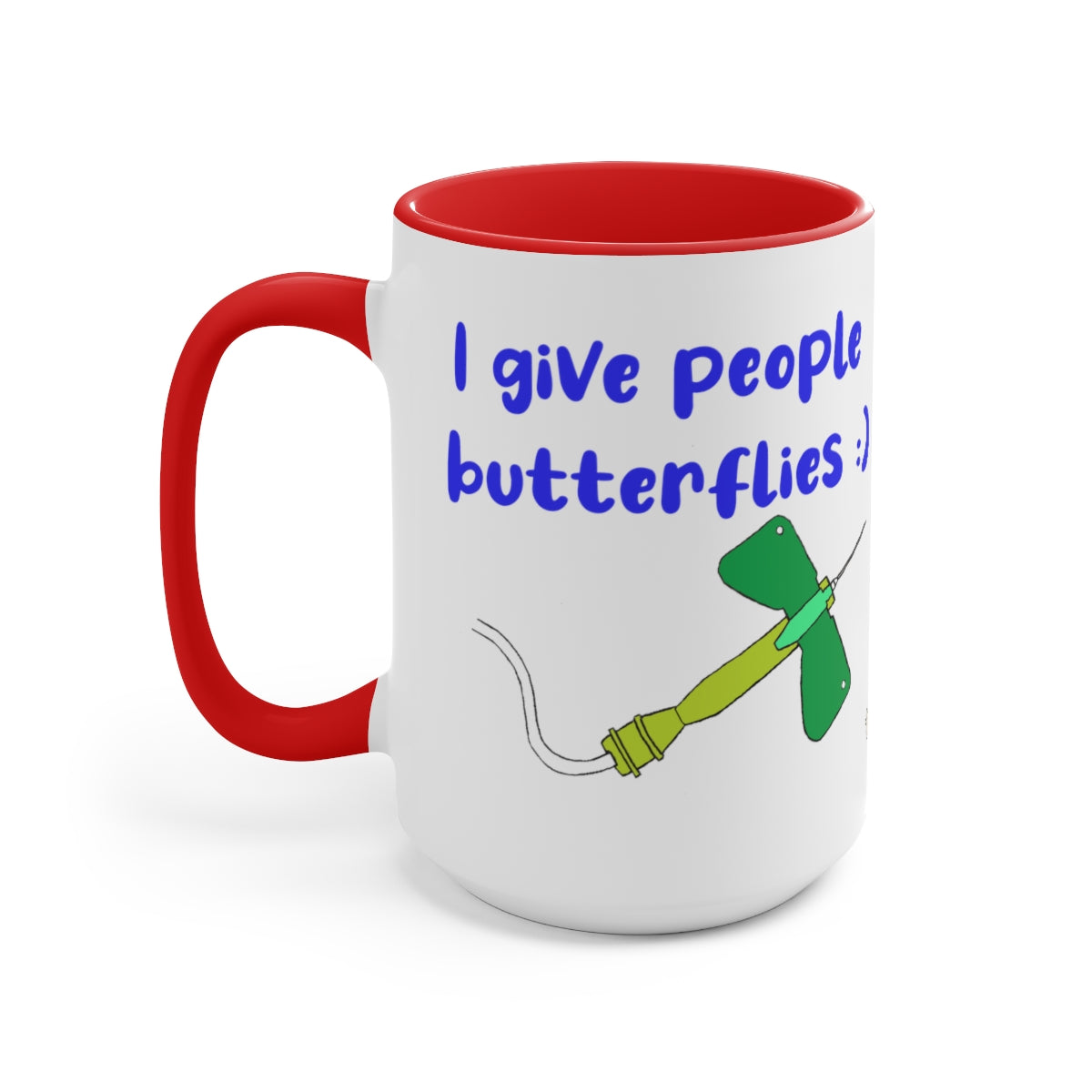 I Give People Butterflies Two-Tone Coffee Mugs, 15oz