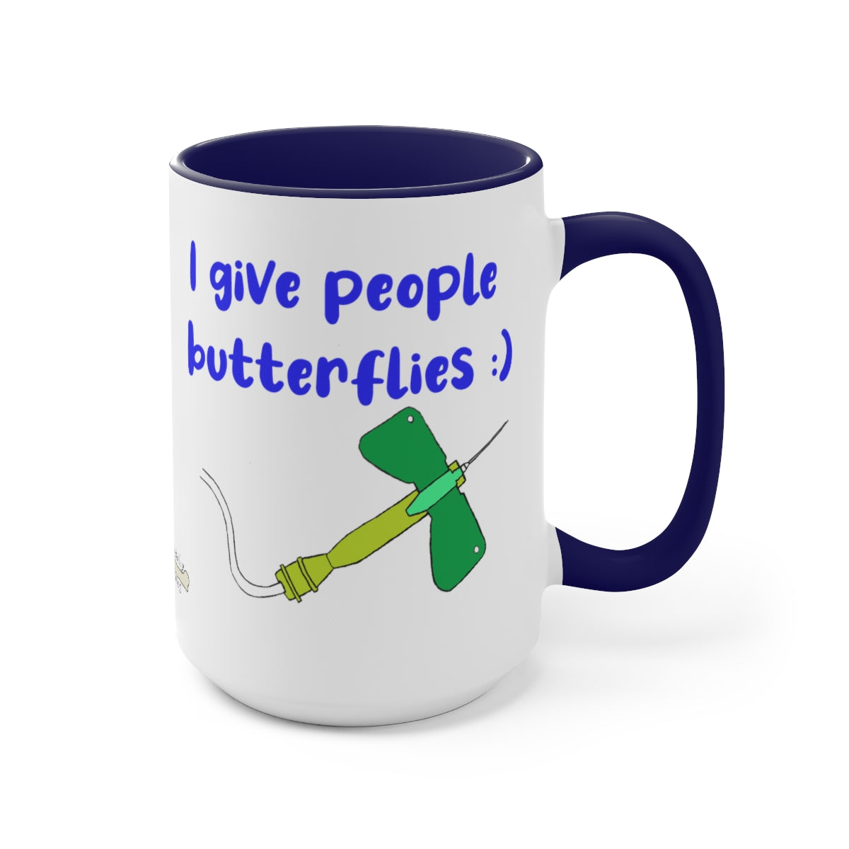 I Give People Butterflies Two-Tone Coffee Mugs, 15oz