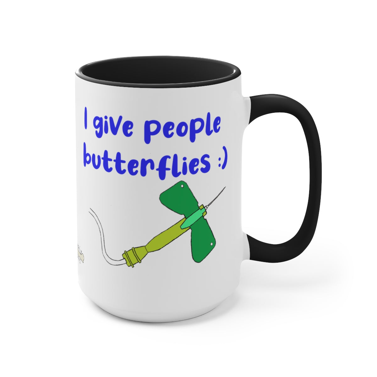 I Give People Butterflies Two-Tone Coffee Mugs, 15oz