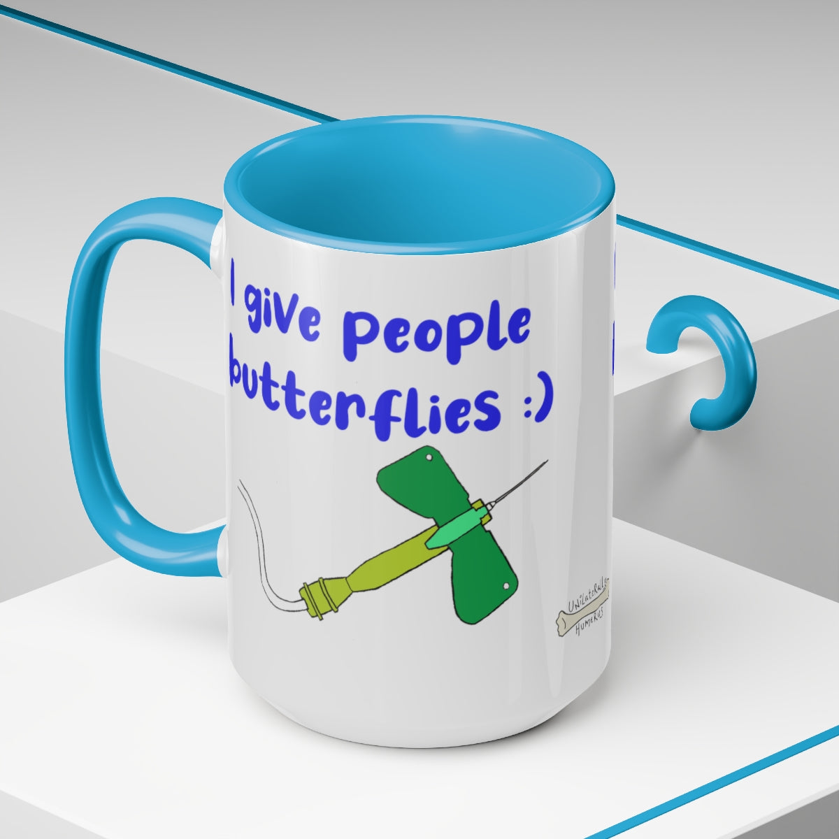 I Give People Butterflies Two-Tone Coffee Mugs, 15oz