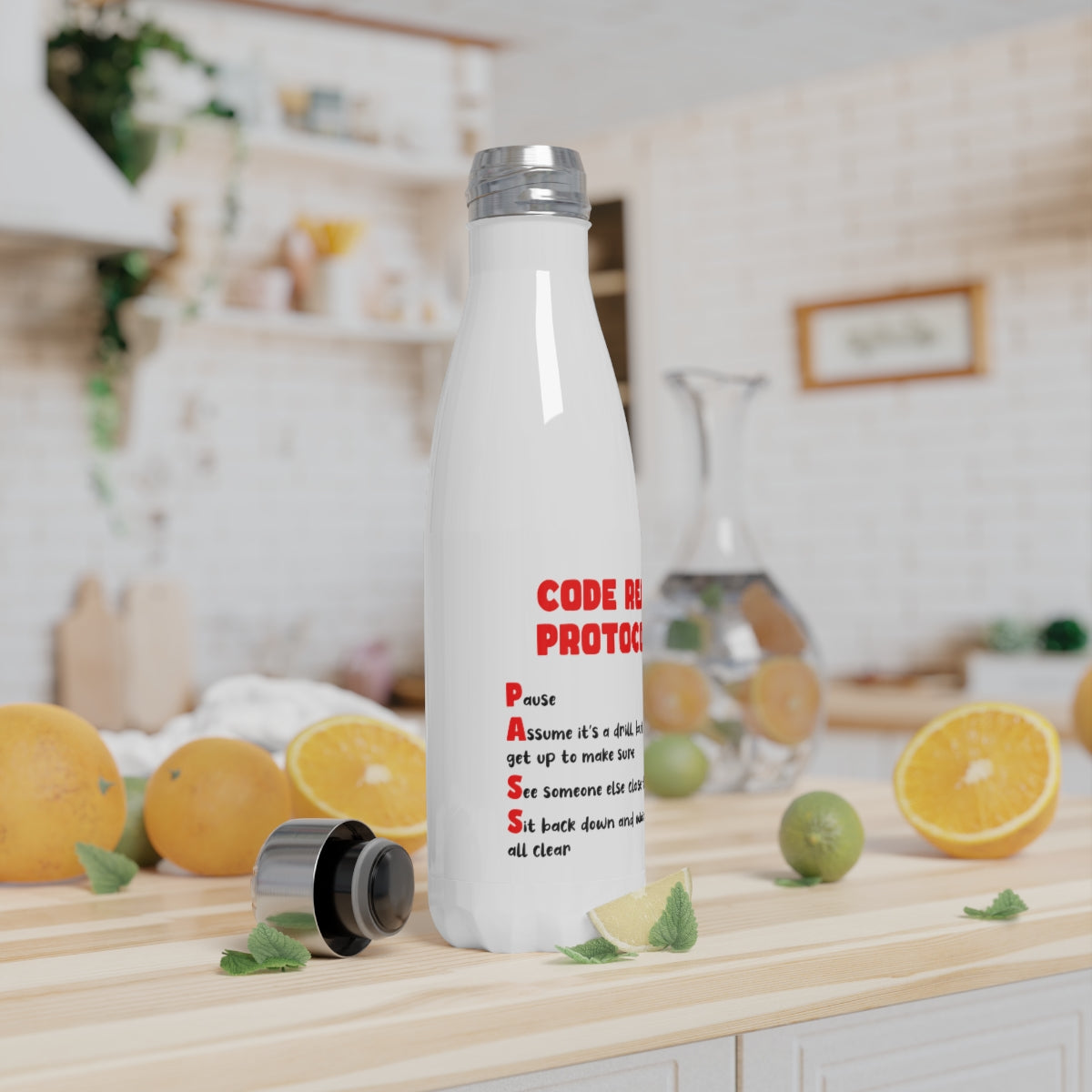 Code Red Protocol Stainless Steel Water Bottle, 17oz