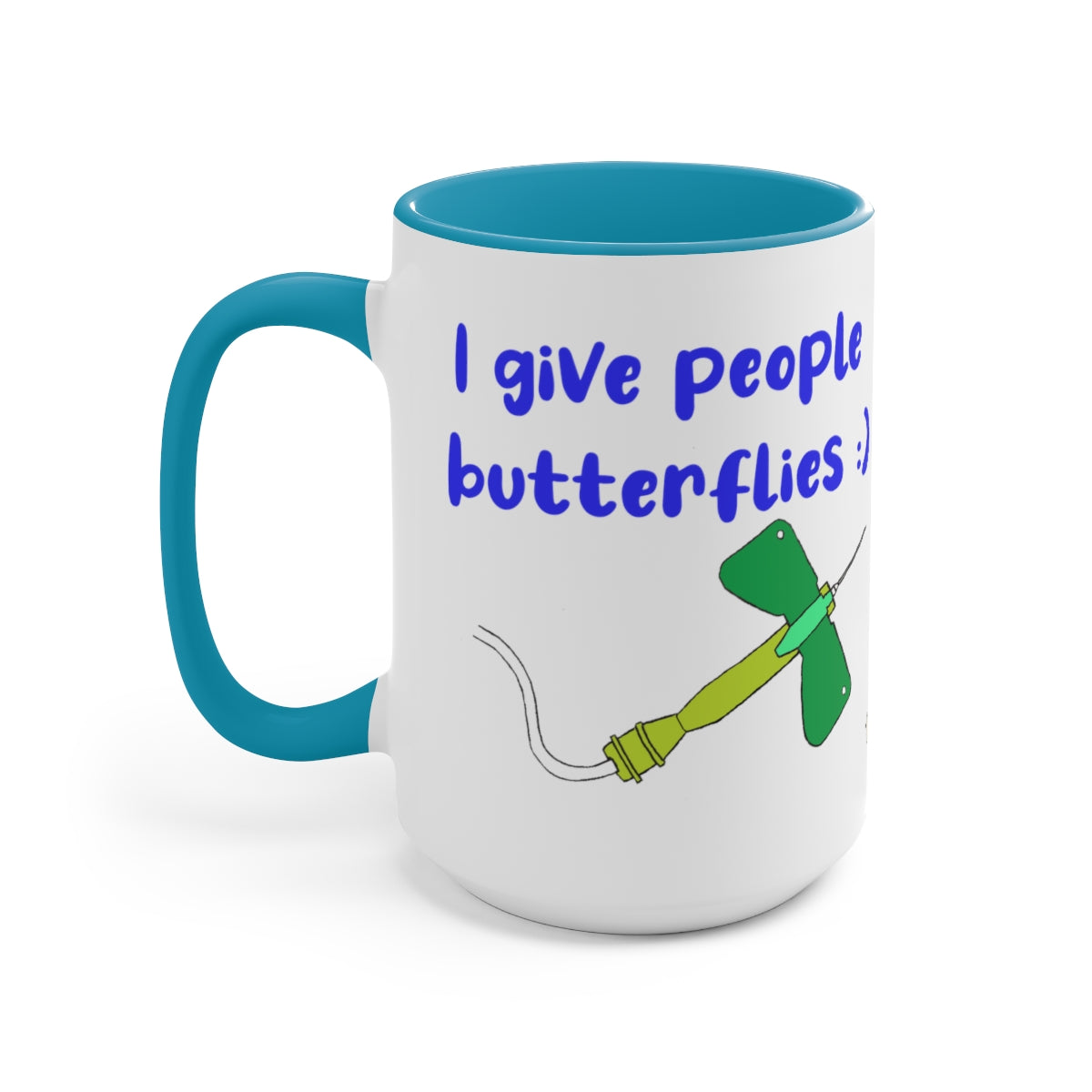 I Give People Butterflies Two-Tone Coffee Mugs, 15oz