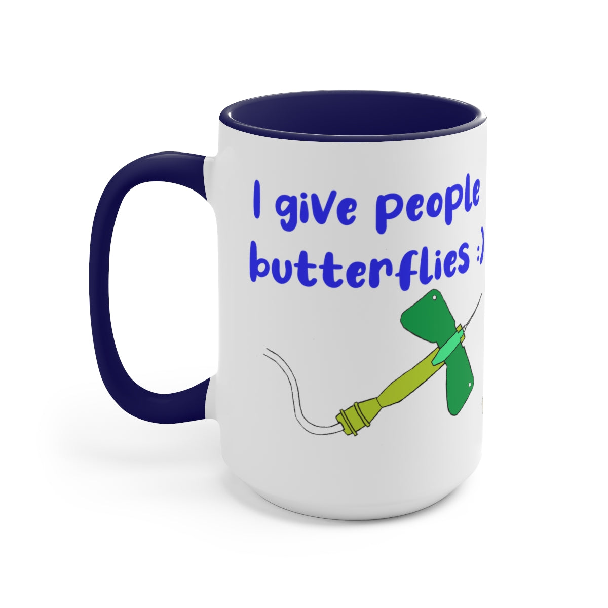 I Give People Butterflies Two-Tone Coffee Mugs, 15oz