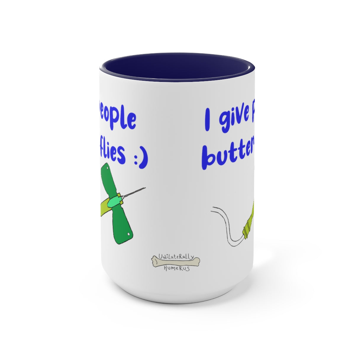I Give People Butterflies Two-Tone Coffee Mugs, 15oz