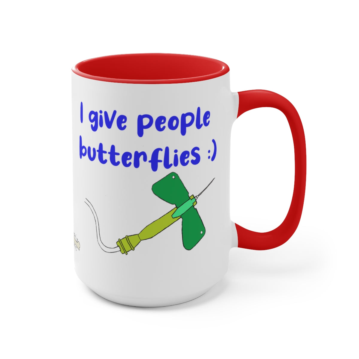 I Give People Butterflies Two-Tone Coffee Mugs, 15oz