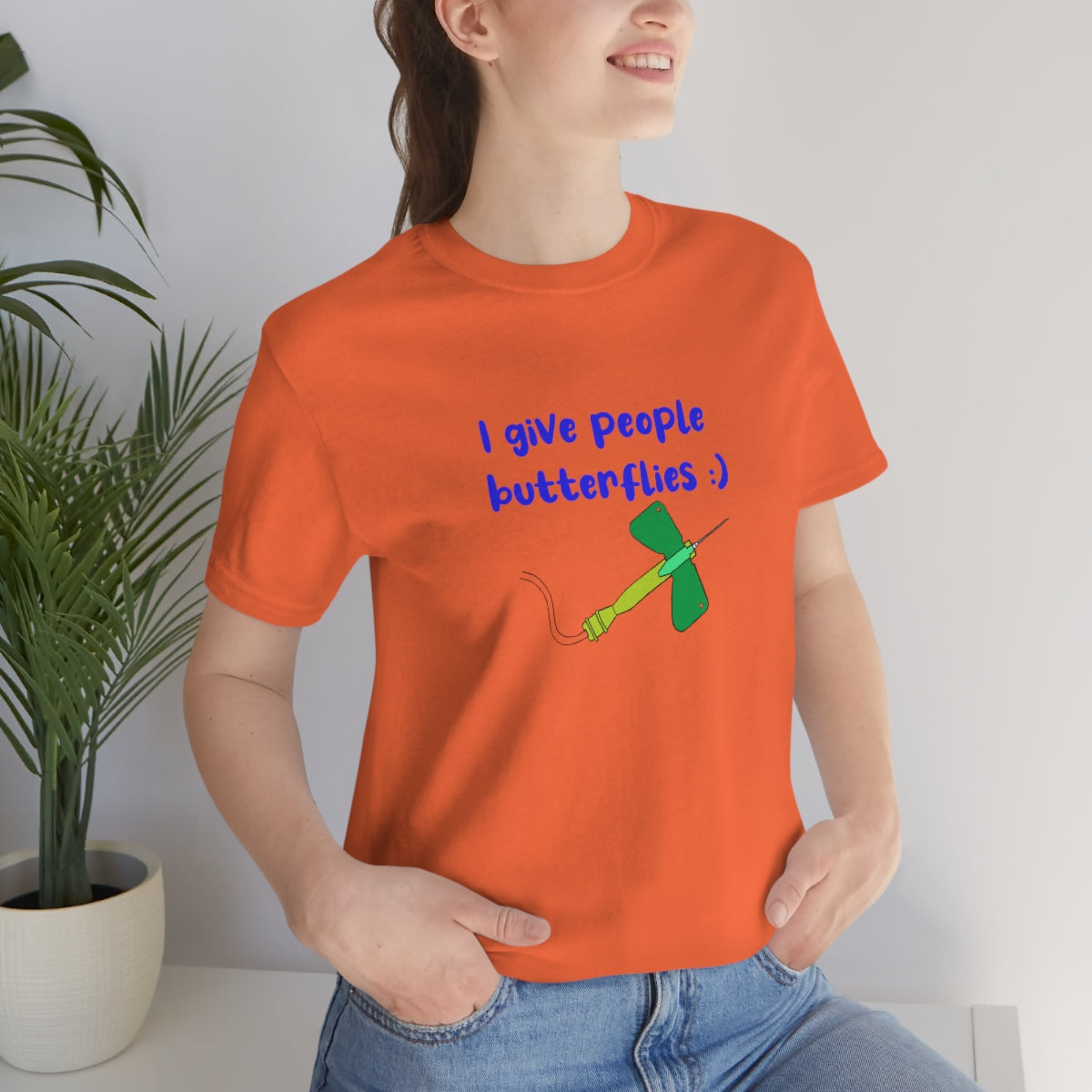 I Give People Butterflies Unisex Jersey Short Sleeve Tee