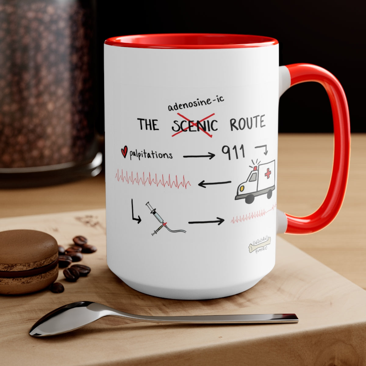 The Adenosine-ic Route Two-Tone Coffee Mugs, 15oz