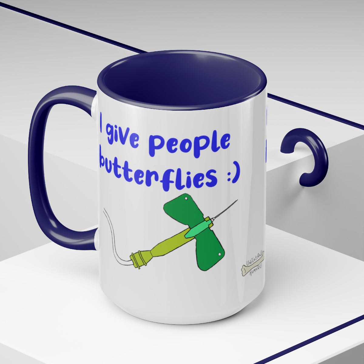 I Give People Butterflies Two-Tone Coffee Mugs, 15oz