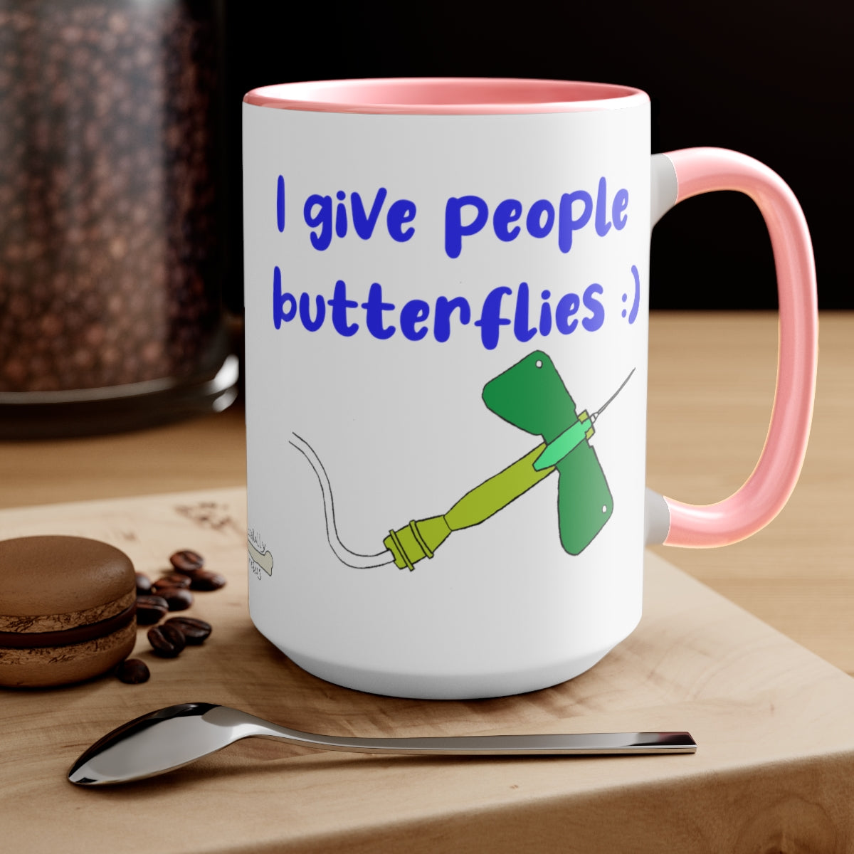 I Give People Butterflies Two-Tone Coffee Mugs, 15oz