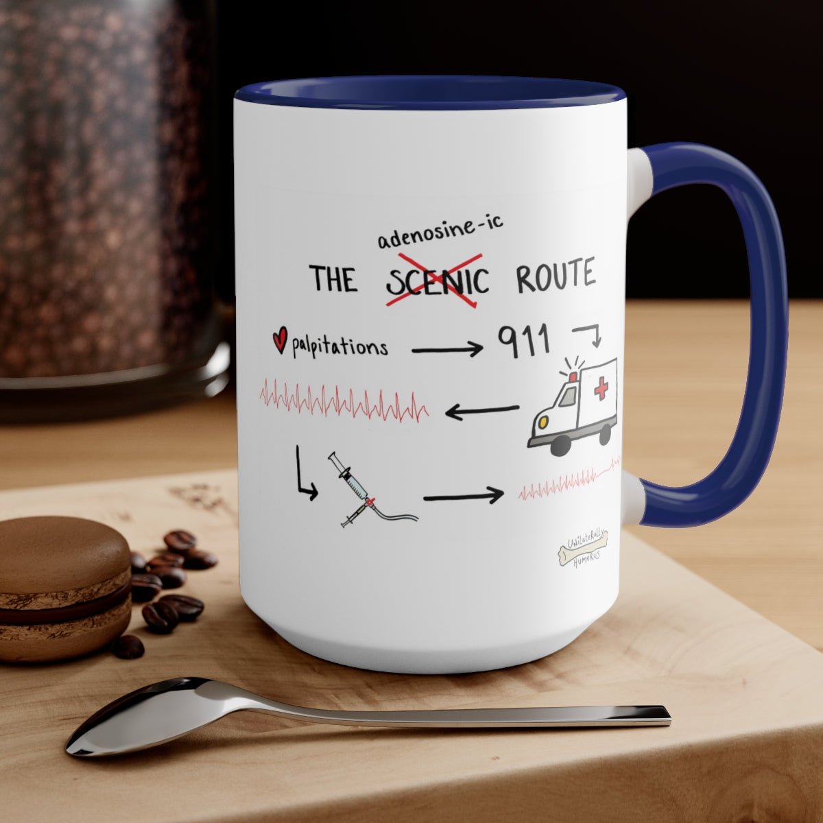 The Adenosine-ic Route Two-Tone Coffee Mugs, 15oz