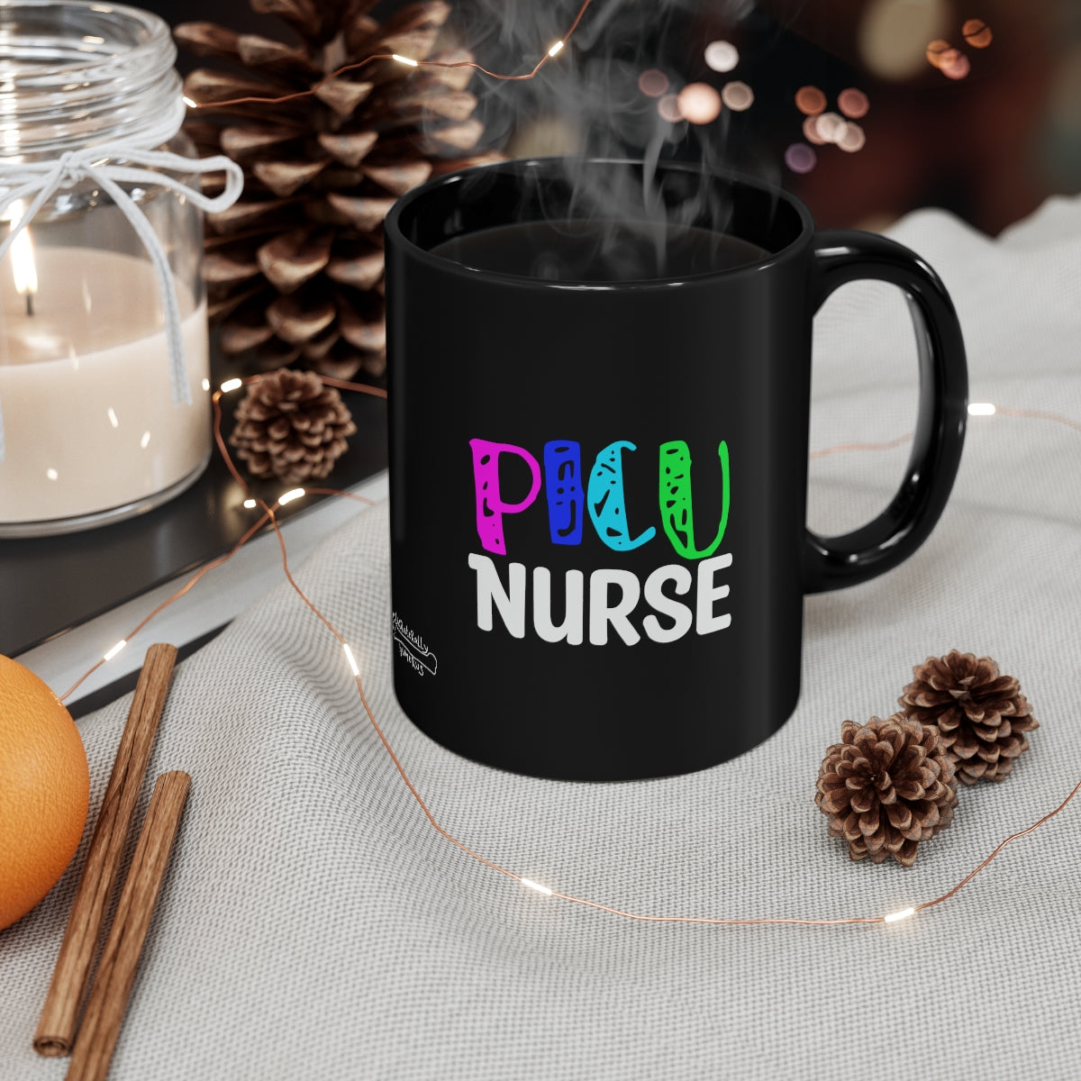 PICU Nurse 11oz Black Mug
