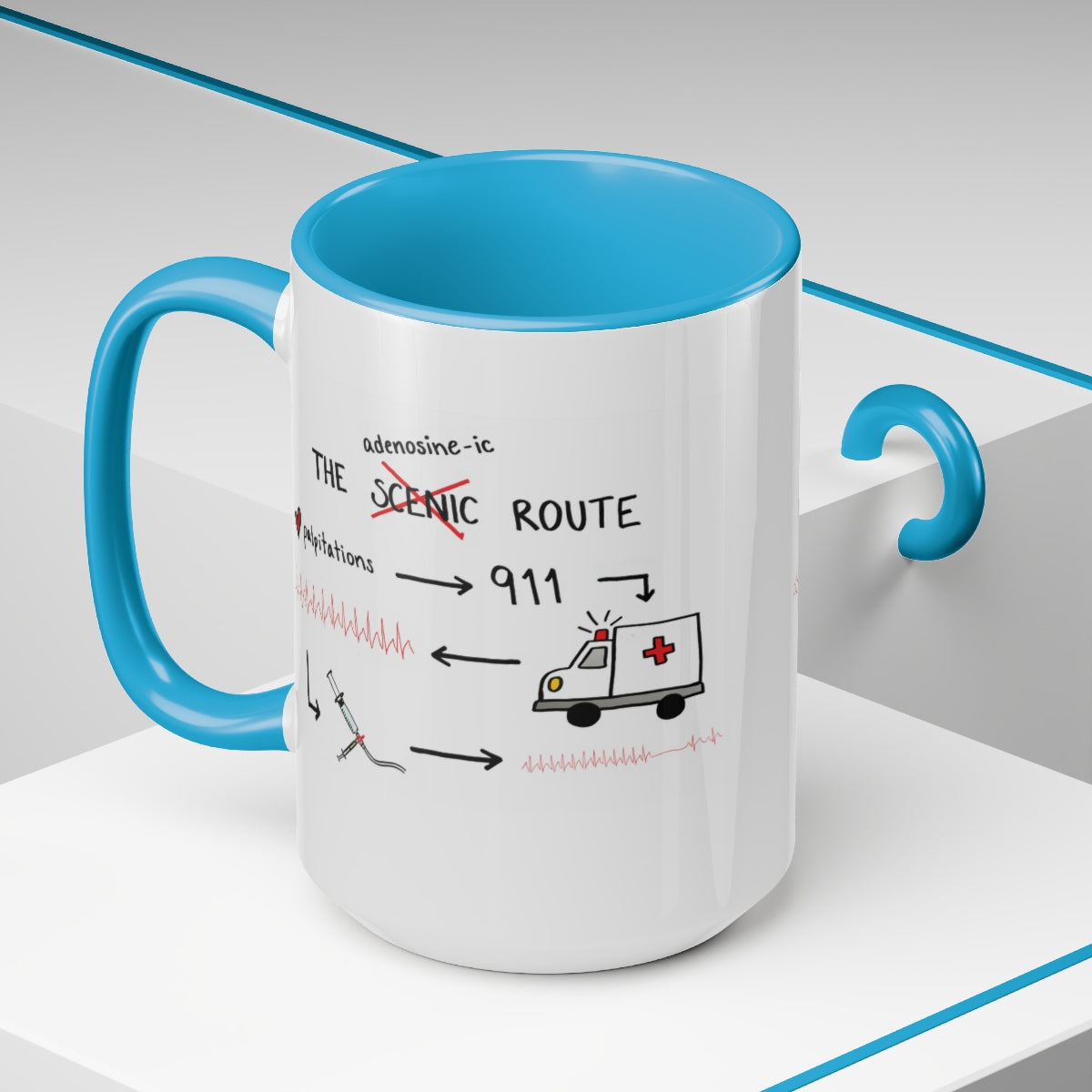 The Adenosine-ic Route Two-Tone Coffee Mugs, 15oz