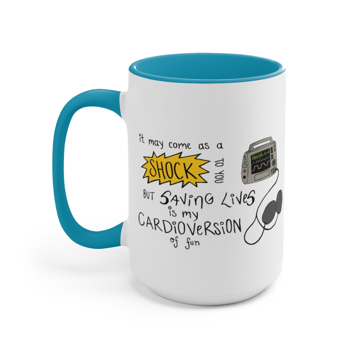 Cardioversion of Fun Two-Tone Coffee Mugs, 15oz