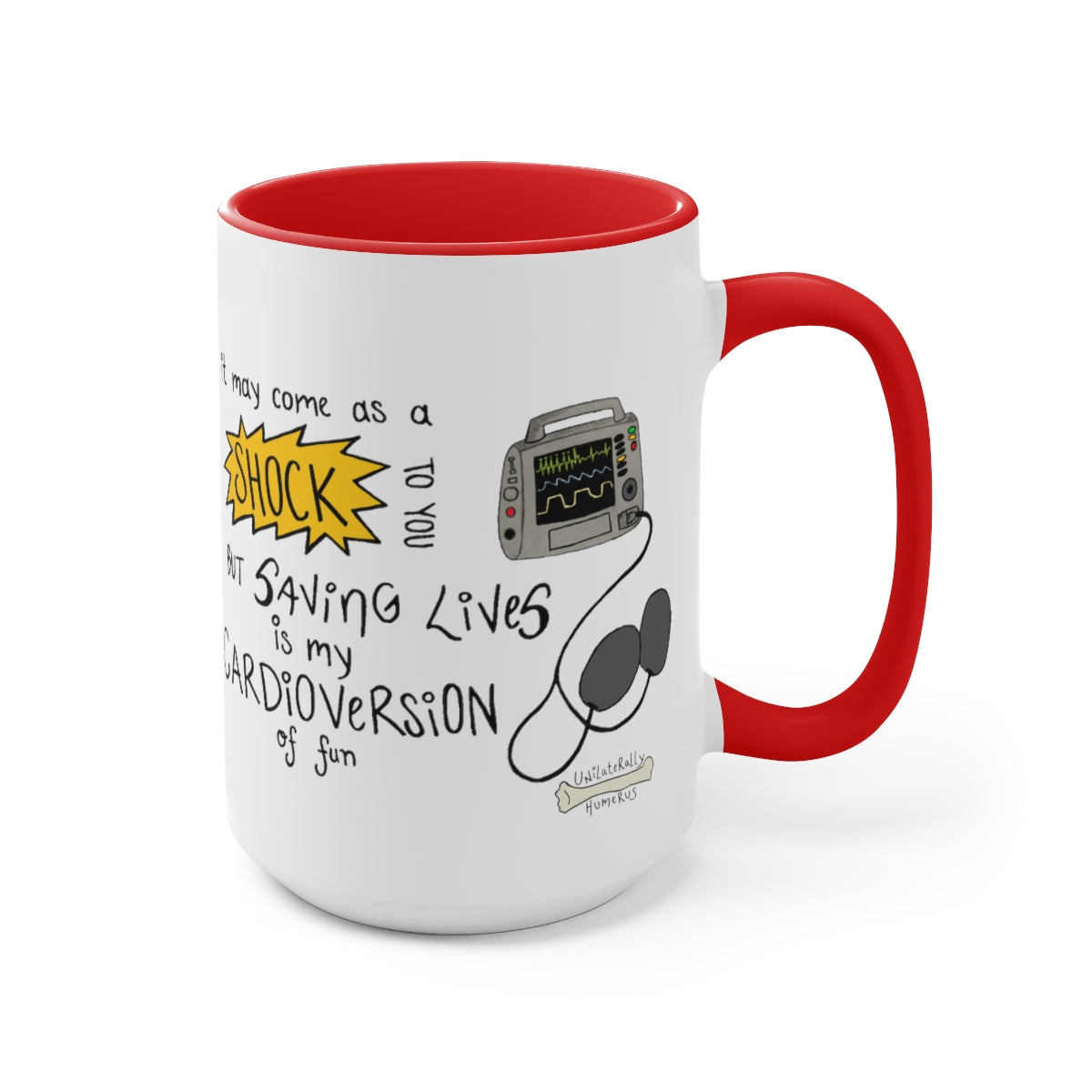 Cardioversion of Fun Two-Tone Coffee Mugs, 15oz